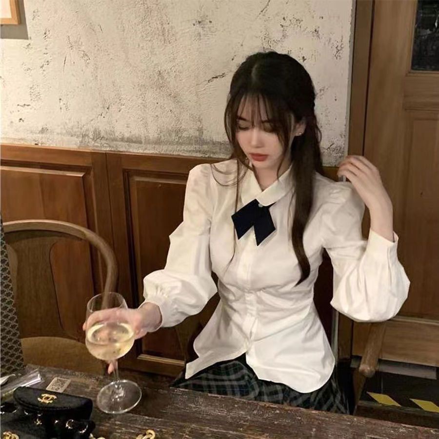 เสื้อเชิ้ตแขนยาว เข้ารูป สีพื้น แฟชั่นฤดูใบไม้ผลิ และฤดูใบไม้ร่วง สไตล์เกาหลี 2023
