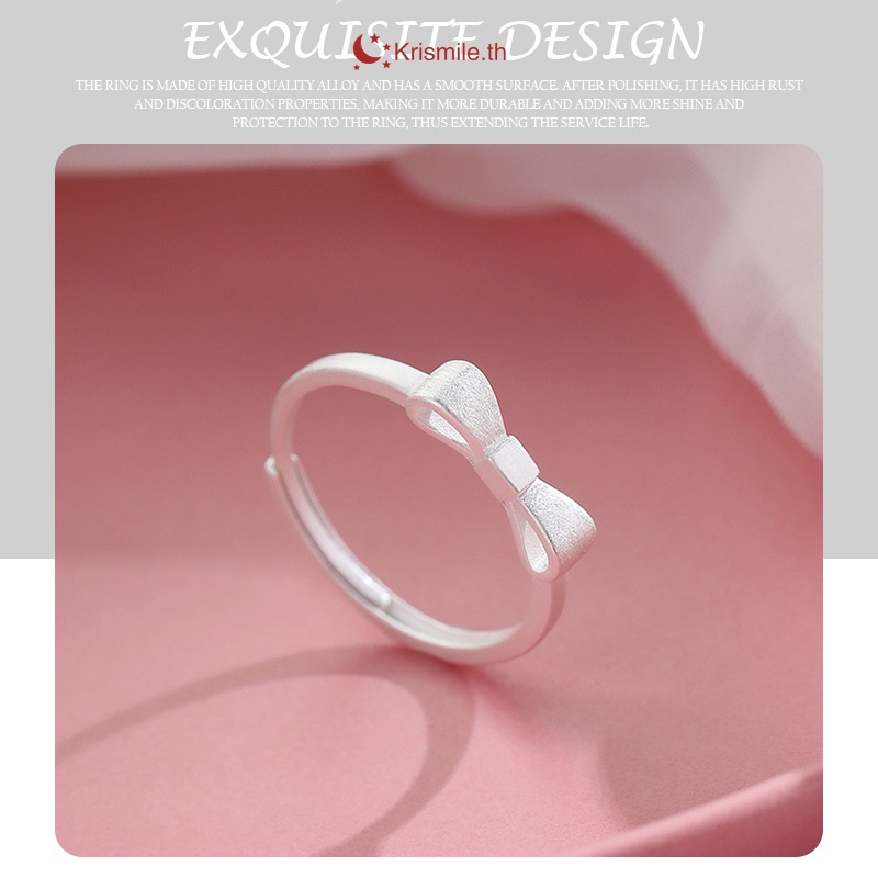 COD-ในไทย Niche Bow Ring ผู้หญิงแฟชั่นบุคลิกภาพแหวนนิ้วชี้ระดับไฮเอนด์หรูหราเปิดแหวน-Kri