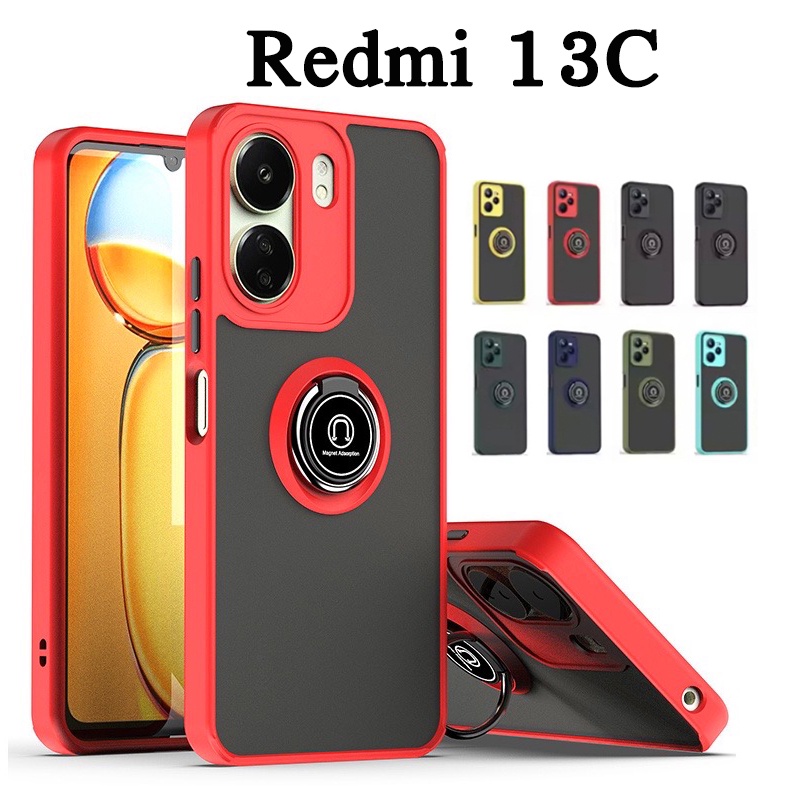 เคส Redmi 13C หรา ที่วางแหวนอะครีลิคแบบแข็ง เคสกันกระแทก เคสโทรศัพท์ เคสขอบสี ผิวด้าน ี่ เรดมี่ 13ซี