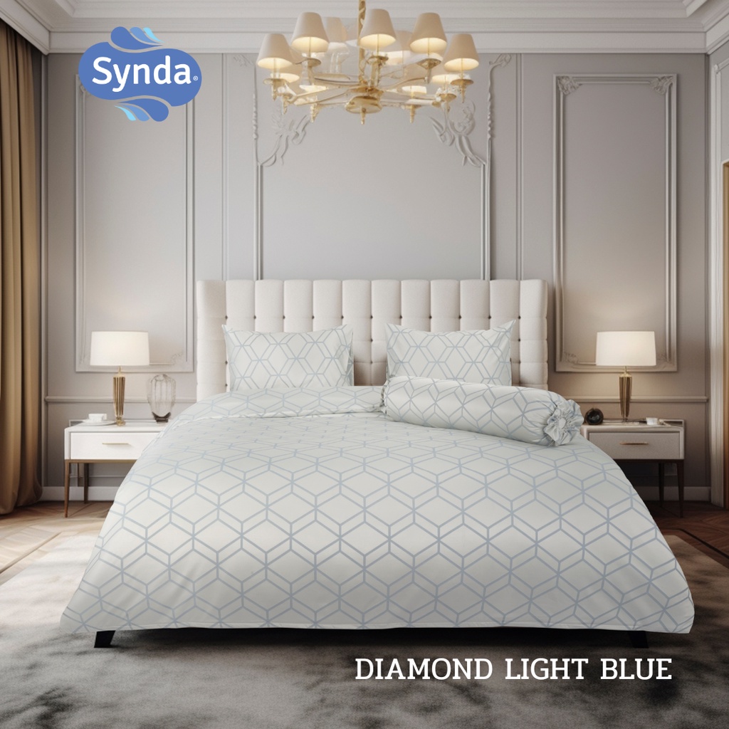 SB Design Square SYNDA ชุดผ้าปูที่นอน 3 ชิ้น 5 ฟุต รุ่น DIAMOND LIGHT BLUE
