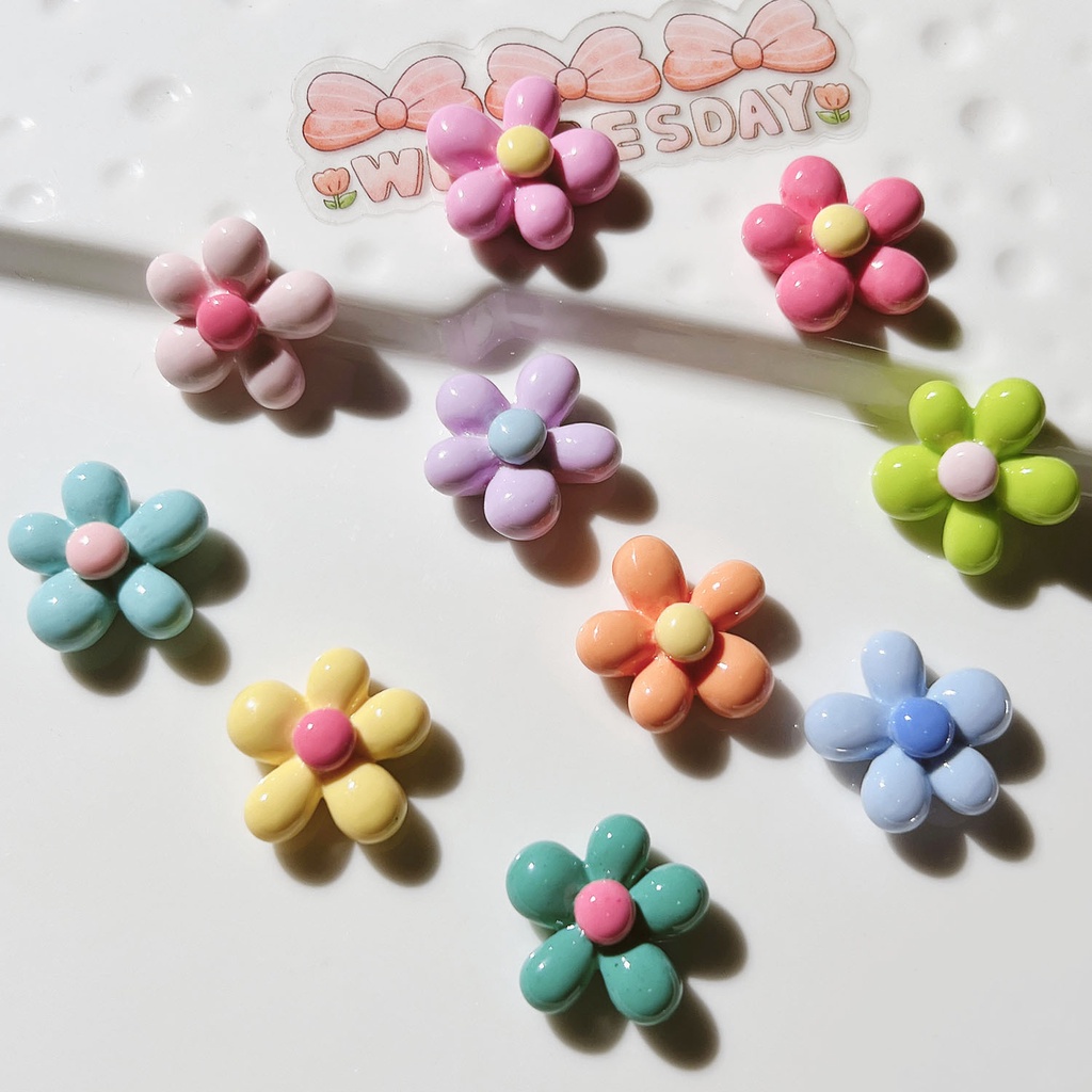 แผ่นกาวเรซิ่น รูปดอกไม้ห้ากลีบ แวววาว แฮนด์เมด diy อุปกรณ์เสริม สําหรับตกแต่งรองเท้า หมวก