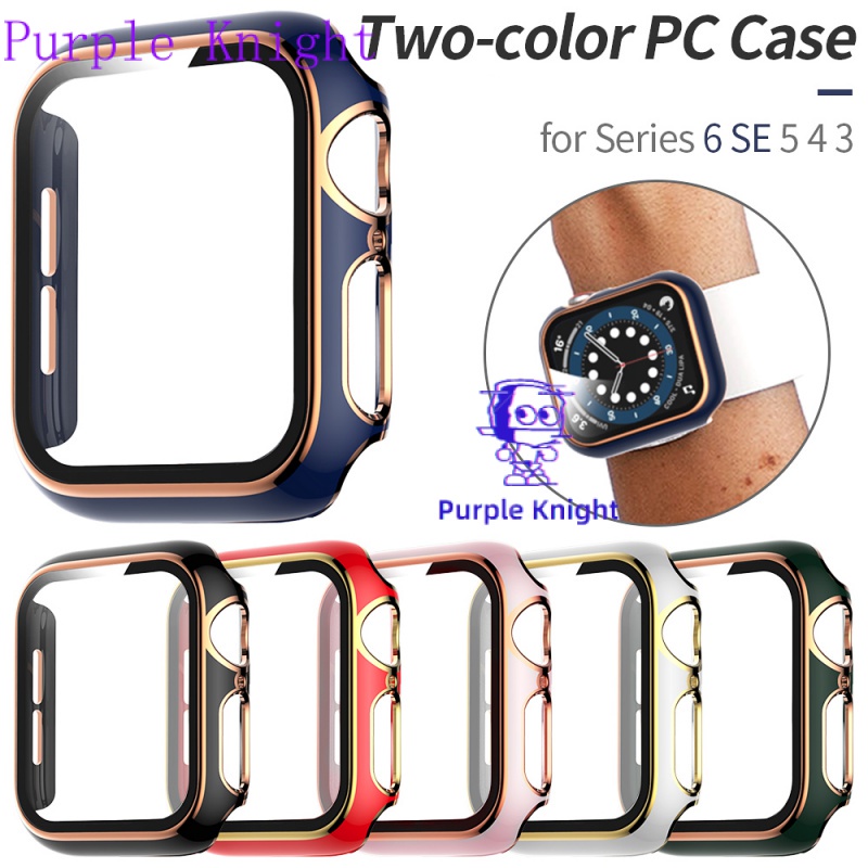 【อัศวินสีม่วง】ใหม่ล่าสุด เคสนาฬิกาข้อมือ pc ชุบ สองสี สําหรับ Apple Watch iWatch Series 1 2 3 4 5 6 se 7 Apple Watch 38 มม. 40 มม. 42 มม. 44 มม. 41 มม. 45 มม.