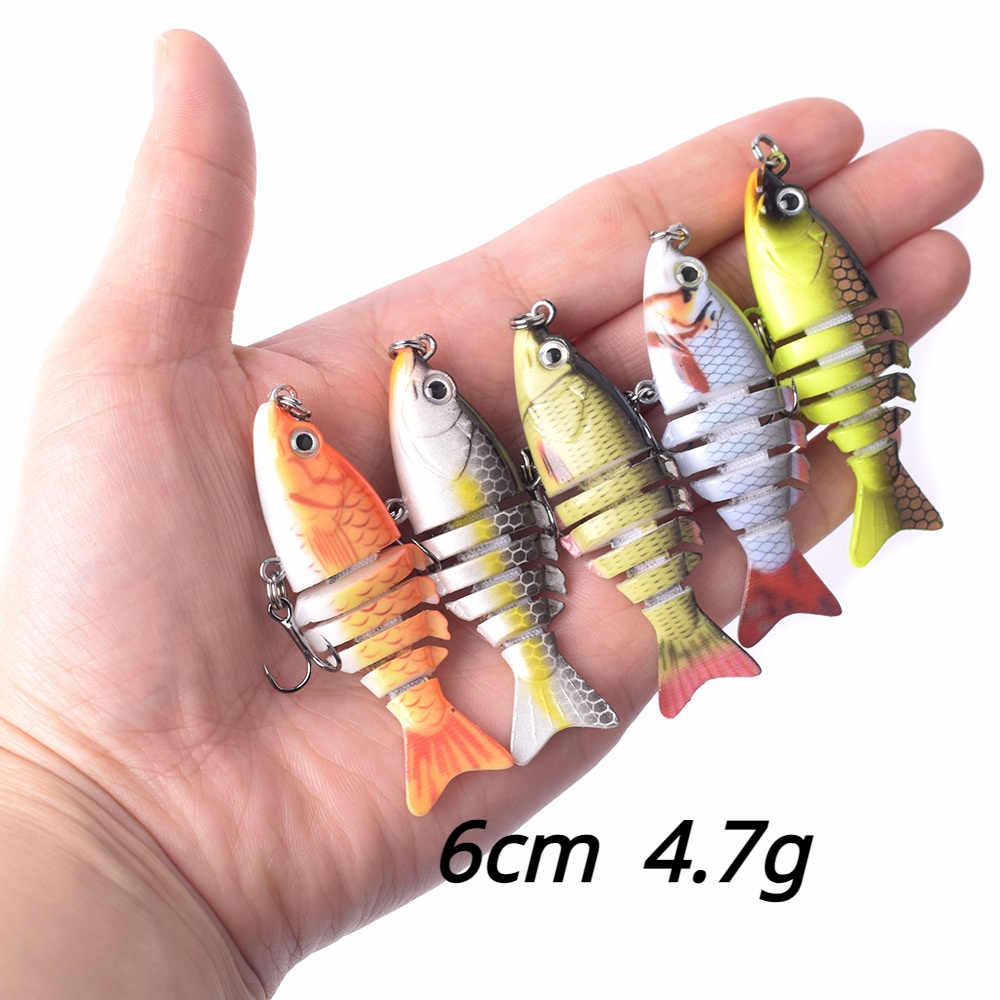 6 ซม. 4.7 กรัม มินิ เหยื่อตกปลา โยกเยก ว่ายน้ํา หลายส่วน เหยื่อปลอม ปลาแมนดาริน ปลาไพค์ Gewang Luofei คอน จุ่ม ปลา เหยื่อ