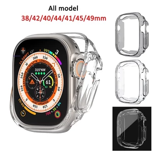 เคสโทรศัพท์มือถือ TPU แบบใส สําหรับ iWatch Series 9 8 Ultra 7 6 SE 5 4 3 2 1 38/42/40/44/41 มม. 45 มม. 49 มม.