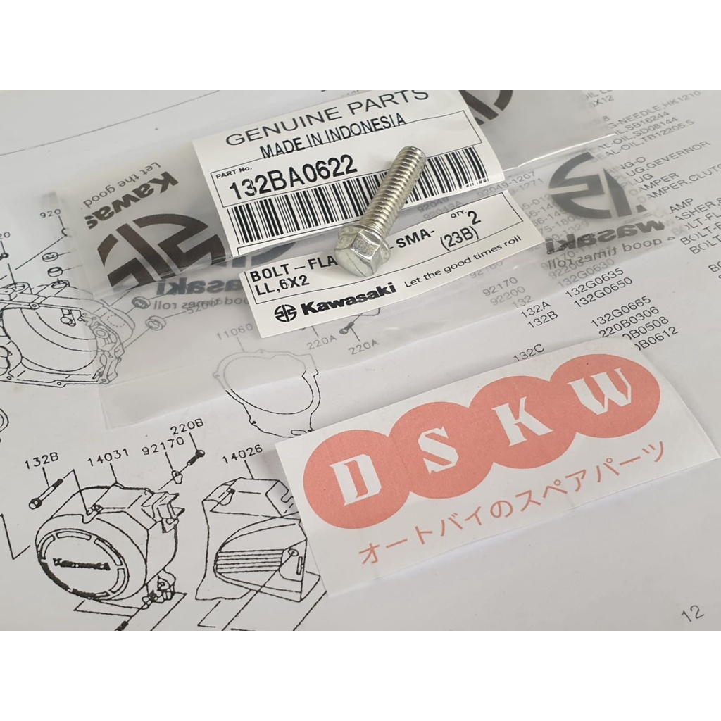 สลักเกลียวหน้าแปลนเครื่องยนต์ MESIN 6x22 KGP 132BA0622