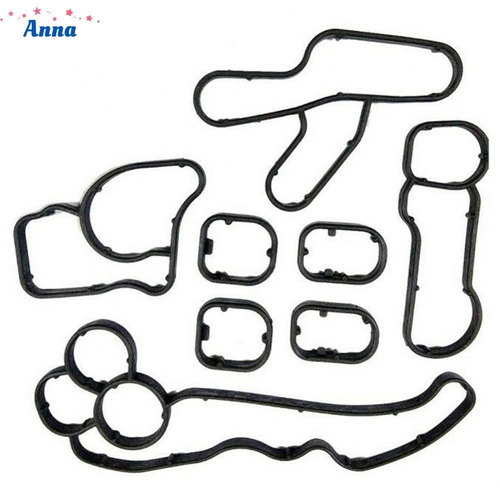 【Anna】Gasket Accessories Black Engine Oil Filter Oil Cooler Replacement Seal Pack