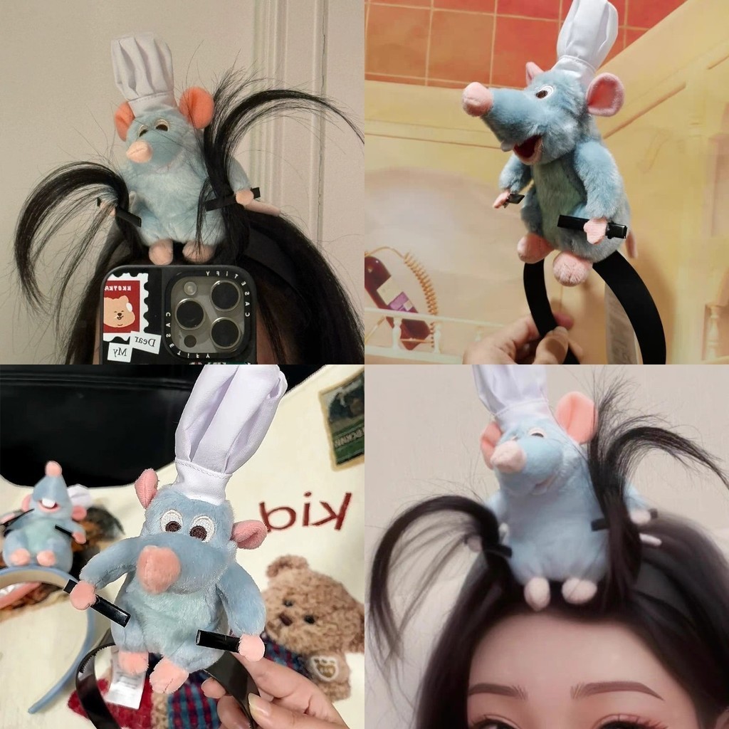 Js-ratatouille ที่คาดผมตุ๊กตา Plush อุปกรณ์ต่อพ่วงแถบคาดศีรษะแถบคาดศีรษะปีกกว้างฝรั่งเศส