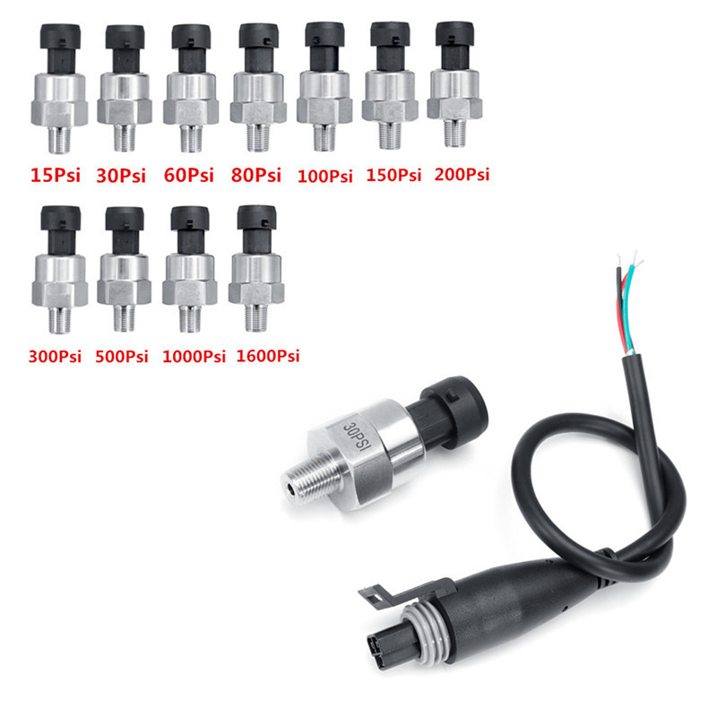 5v 1/8NPT น้ํามันแก๊ส Air Pressure Transducer เครื่องส่งสัญญาณเซ็นเซอร์ 5/15/30/60/100/150/200/300/500/1000/1600Psi สแตนเลส