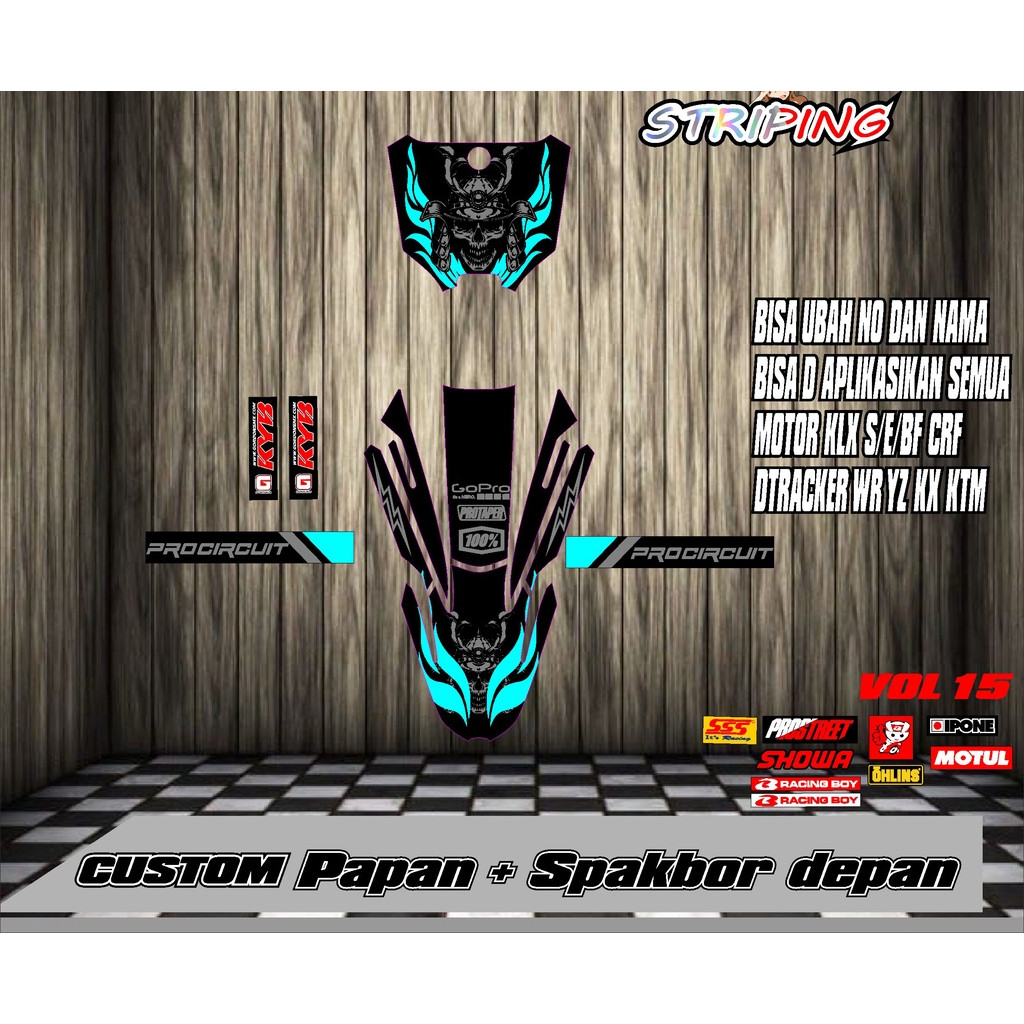 สติ๊กเกอร์สติ๊กเกอร์ START NUMBER PLATE + FRONT FENDER CRF 450 NEW KLX 150 KLX BF KLX GORDON DTRACKE