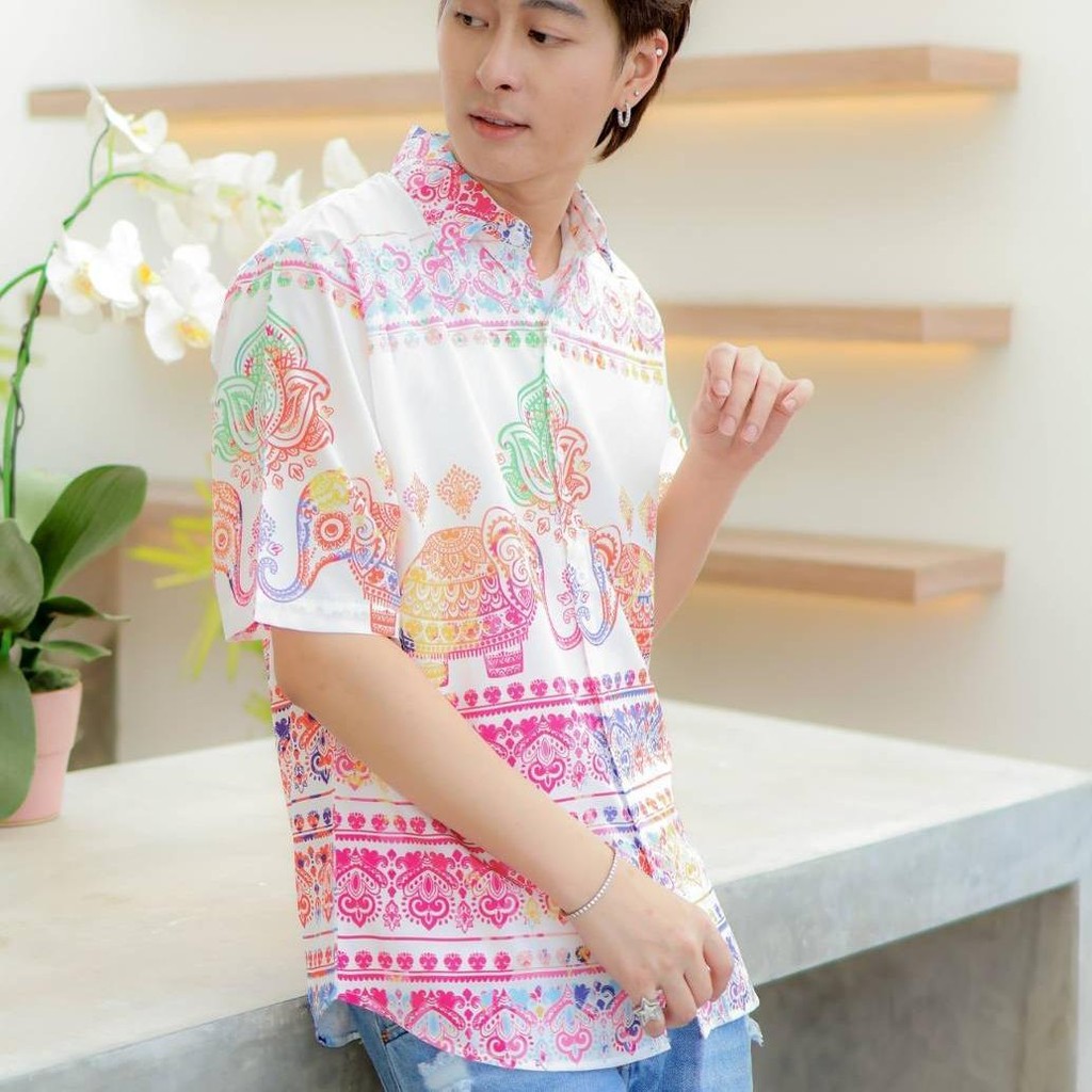 HD025เสื้อฮาวายลายใหม่2026  คลาสสิคThailandทรงวัยรุ่น หญิงชายใส่ได้ ผ้าโพลีพรีเมี่ยมไซส์38-56นิ้ว งานปัาย ลายคมชัด *1ตัว ราคา ถูกที่สุด ดีลบีเคเค แกลเลอรีภาพที่ 6
