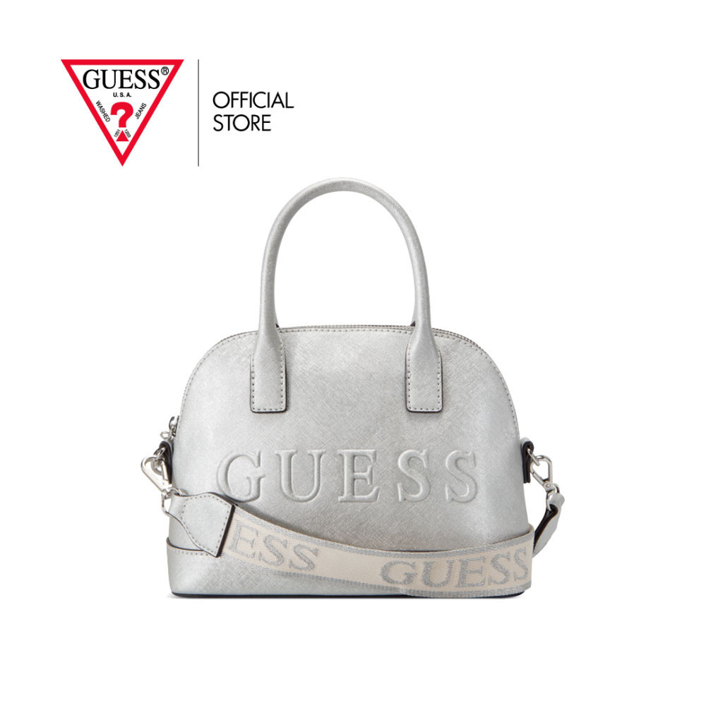 GUESS กระเป๋า รุ่น EE943605 BERKTON DOME SATCHEL สีเงิน