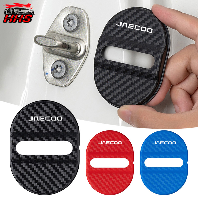 1/4 ชิ้น Jaecoo J7 คาร์บอนไฟเบอร์รถประตูล็อคป้องกันประตูล็อค Anti Scratch อุปกรณ์เสริมสําหรับ JAECOO J7 J8 J6 J5 7 6 5 EV