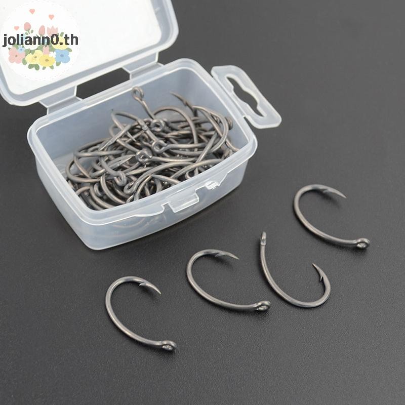 Joliann0 Hirisi 50 ชิ้นตะขอชนิดบรรจุกล่อง Barbed Multi-Type Hooks ปลาคาร์พตะขอตกปลา th