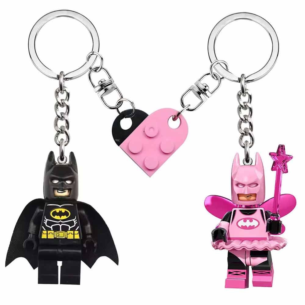 Exclusive Pink Fairy Batman Lego Keychain Valentine's Day Couple Gifts