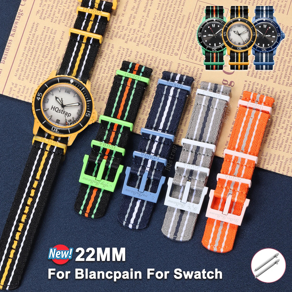 Quick Release 22 มม.สายไนลอนสําหรับ for Blancpain สร้อยข้อมือสําหรับ for Swatch เข็มขัด Antarctic/Antic/Pacific/Arctic Ocean Series สายคล้อง