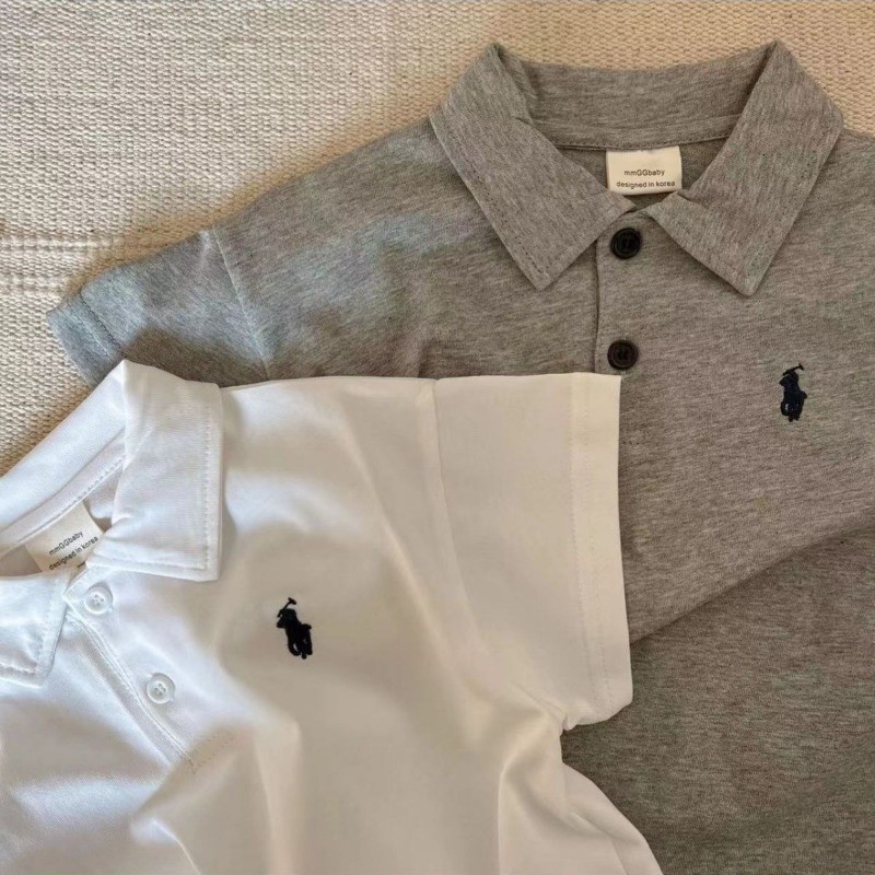 Kid Polo Shirt(7-50kg) Cotton Collar Short Sleeves Tops Fashion เย็บปักถักร้อยเสื้อผ้า Unisex Summer Simple Wear ราคา ถูกที่สุด ดีลบีเคเค แกลเลอรีภาพที่ 6