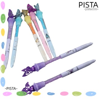 Pista ปากกาเจล พลาสติก รูปผีเสื้อ สีชมพู สีเหลือง ขนาดเล็ก สร้างสรรค์ สําหรับบ้าน สํานักงาน