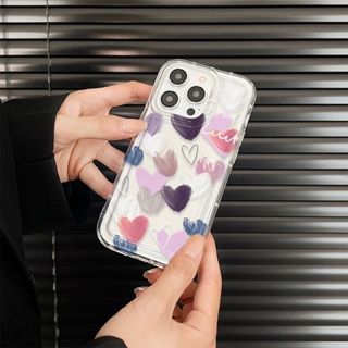 Yiki|เคสโทรศัพท์มือถือแบบนิ่ม TPU ใส ลายหัวใจสีม่วง ขาว สําหรับ Samsung S23 Ultra S23 FE S22 Plus S21 Ultra S20 S21 FE S10 Plus S10