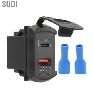 Sudi PD Type QC 3.0 USB Car  with Voltmeter Blue Backlight 12‑24V Input 5V 3.1A Output for Cars Motorcycles RVs