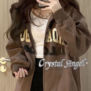 Crystal เสื้อผ้าผู้ญิง แขนยาว เสื้อฮู้ด คลุมหญิง สไตล์เกาหลี แฟชั่น A28J1CU 35Z230901