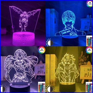 Gp1 โคมไฟกลางคืน LED รูปการ์ตูนอนิเมะ Death Note 3D ชาร์จ USB สําหรับตกแต่งบ้าน ของขวัญคริสต์มาส PG1