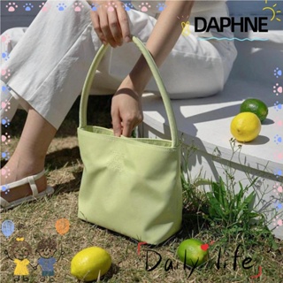 Daphne กระเป๋าสะพายไหล่ ผ้าไนล่อน ทรงบักเก็ต ความจุสูง พร้อมหัวเข็มขัด สีพื้น สไตล์เรโทร สําหรับผู้หญิง