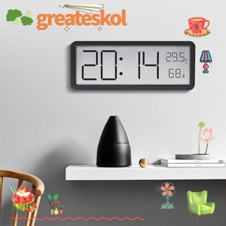 Greateskol นาฬิกาดิจิทัลติดผนัง หน้าจอ LCD แสดงอุณหภูมิ ความชื้น แบบพกพา ใช้แบตเตอรี่ 2 สี สําหรับตกแต่งบ้าน