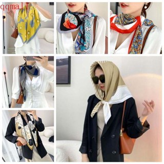 QQMALL Fashion Stripe Silk Scarf Spring summer Neck Wraps Square Large Scarf Headband Foulard Beach  Muffler Bag Belt Decoration Temperament Soft Ladies Shawl Female Scarves