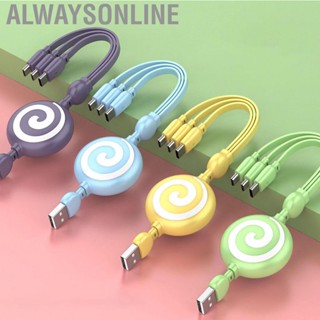 Alwaysonline 3 In 1 USB  Cable Lollipop Shape Stretchable Fast Charging Phone for IOS Android Huawei