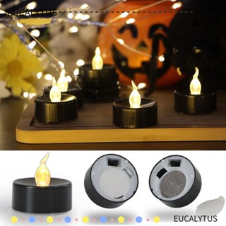 Eutus เทียนไฟฟ้า LED พลาสติก ไม่มีควัน สีดํา สําหรับตกแต่งบ้าน 12 ชิ้น