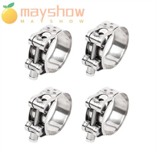 Mayshow แคลมป์หนีบท่อ สเตนเลส รูปตัว T 17-19 มม. ปรับได้ สีเงิน สําหรับรถยนต์ 4 ชิ้น