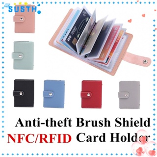 Susth กระเป๋าสตางค์ RFID 26 ช่อง ใส่บัตรได้ สีแคนดี้ สําหรับผู้ชาย ผู้หญิง