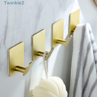 Twinkle ตะขอแขวนผ้าขนหนู แบบมีกาวในตัว สเตนเลส สีทอง สําหรับห้องครัว ห้องน้ํา 4 แพ็ค