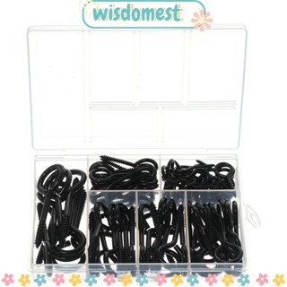 WISDOMEST สกรูโลหะ รูปดวงตา 5 ขนาด สีดํา สําหรับในร่ม และกลางแจ้ง DIY 105 ชิ้น