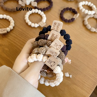 Lovito ยางรัดผม ลายสัตว์ ลําลอง สําหรับผู้หญิง L63AD075 (สีกากี/กาแฟ/ปิด สีขาว/ดํา)