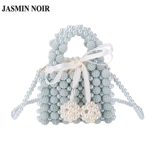 Jasmin NOIR กระเป๋าถือ กระเป๋าสะพายไหล่ สะพายข้าง ทรงลูกบอลเบย์เบอร์รี่ สีแดง ประดับมุก ขนาดเล็ก สําหรับสตรี