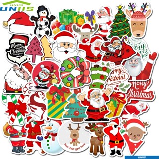 Uniis สติกเกอร์ ลาย Merry Christmas กันน้ํา สําหรับติดตกแต่งกระเป๋าเดินทาง กีตาร์ แล็ปท็อป 50 ชิ้น