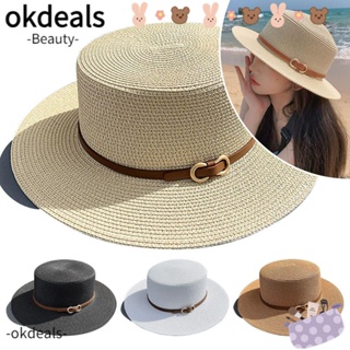 OKDEALS หมวกบังแดดแฟชั่น ชายหาด ฤดูร้อน ท่องเที่ยว ปีกกว้าง หมวกลําลอง