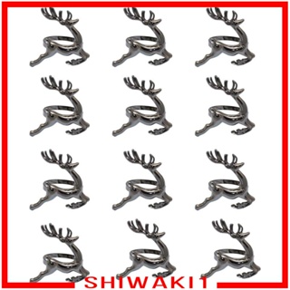 [Shiwaki1] แหวนผ้าเช็ดปาก ลายกวางเอลก์ คริสต์มาส สําหรับครอบครัว 12 ชิ้น