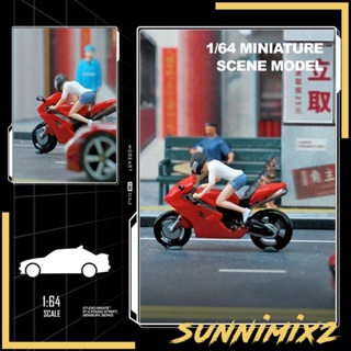 [Sunnimix2] โมเดลฟิกเกอร์เรซิ่น 1/64 รูปคน และรถจักรยานยนต์ ขนาดเล็ก สําหรับตกแต่งภูมิทัศน์ DIY