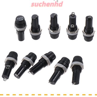 Suchenhd เมาท์แผงฟิวส์ไฟฟ้า AC สีดํา 6X30 มม. ป้องกันวิทยุอัตโนมัติ 10 ชิ้น