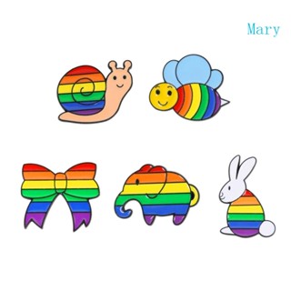 Mary เข็มกลัด โลหะผสม รูปการ์ตูนสัตว์ ช้าง ผึ้ง สีรุ้ง เครื่องประดับ สําหรับชุดเดรส ด้านหลัง