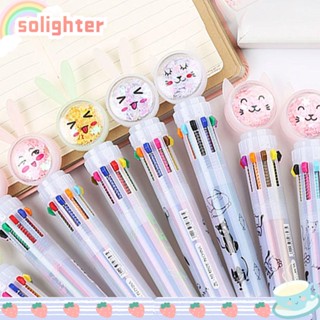 Solighter ปากกาลูกลื่น ลายแมว กระต่าย 10 สี สําหรับตกแต่งบ้าน สํานักงาน โรงเรียนประถม