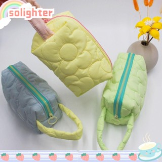 SOLIGHTER กระเป๋าเครื่องสําอาง กระเป๋าดินสอ อเนกประสงค์ แบบพกพา ลายสก๊อต สีแคนดี้