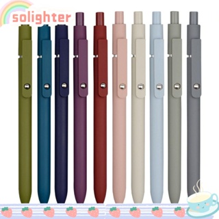 Solighter ปากกาหมึกเจล สีดํา 0.5 มม. 5 ชิ้น พร้อมไส้ปากกาลูกลื่น 10 สี สไตล์วินเทจ ยืดหดได้ เครื่องเขียน สําหรับโรงเรียน สํานักงาน