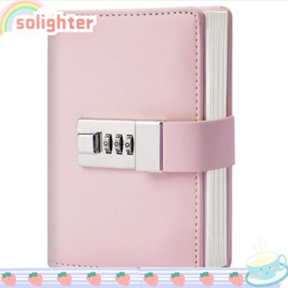 Solighter ไดอารี่ล็อค|สมุดบันทึก พร้อมตัวล็อค 360 หน้า ขนาดเล็ก สีชมพู สําหรับผู้หญิง