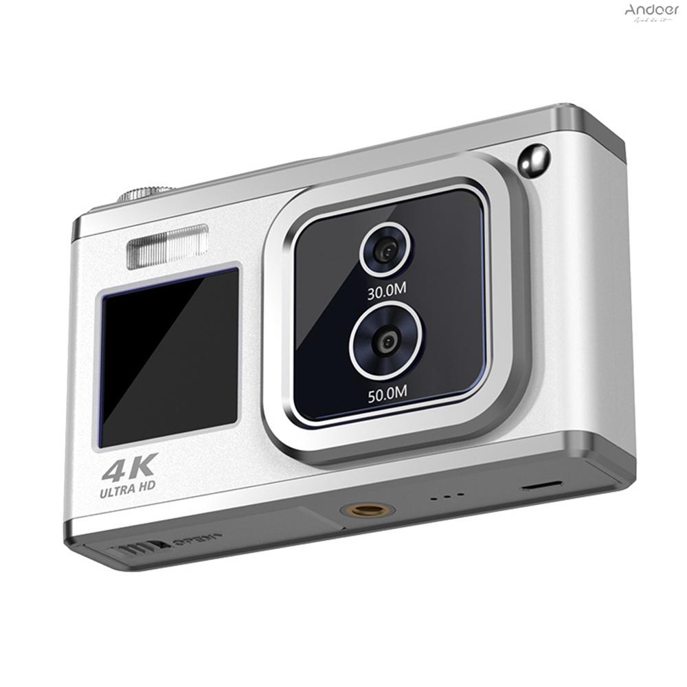 Mua-andoer กล้องดิจิทัล 2.88 นิ้ว แบบพกพา 50MP 4K Ultra HD ซูม 16X โฟกัสอัตโนมัติ ตั้งเวลาได้เอง กันสั่น พร้อมแบตเตอรี่ 2 ชิ้น เมมโมรี่การ์ด 32GB ของขวัญสําหรับเด็ก