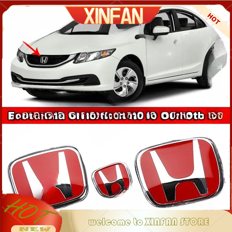 Xinfan กรอบครอบพวงมาลัย โลโก้ 3D ด้านหน้า และด้านหลัง อุปกรณ์เสริม สําหรับ Honda Civic FB 2012-2015 Gen 9 G9