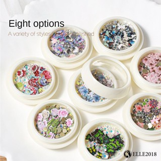 Monja DIY Color Wood Pulp Nail Art Patch 8 Mixed Boxes Nail Design Easy To Use 40G Lasting Beauty Wood Pulp Nail Accessories สติ๊กเกอร์ติดเล็บติดทนนาน 8 ตัวเลือก 3 รูปแบบ 【elle20181_th】