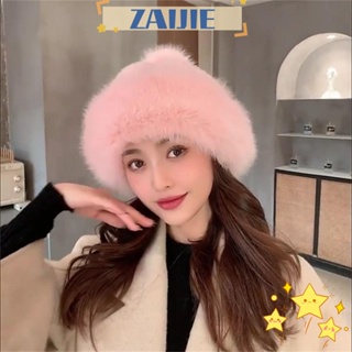 Zaijie24 หมวกบีนนี่ ขนเฟอร์เทียม แฟชั่นฤดูหนาว